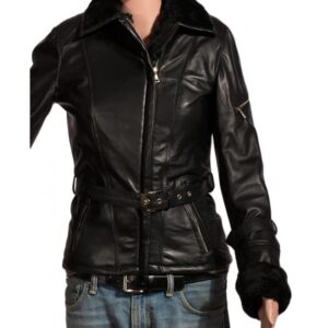 Emma Swan Once Upon A Time Black Fur Leather Jacket