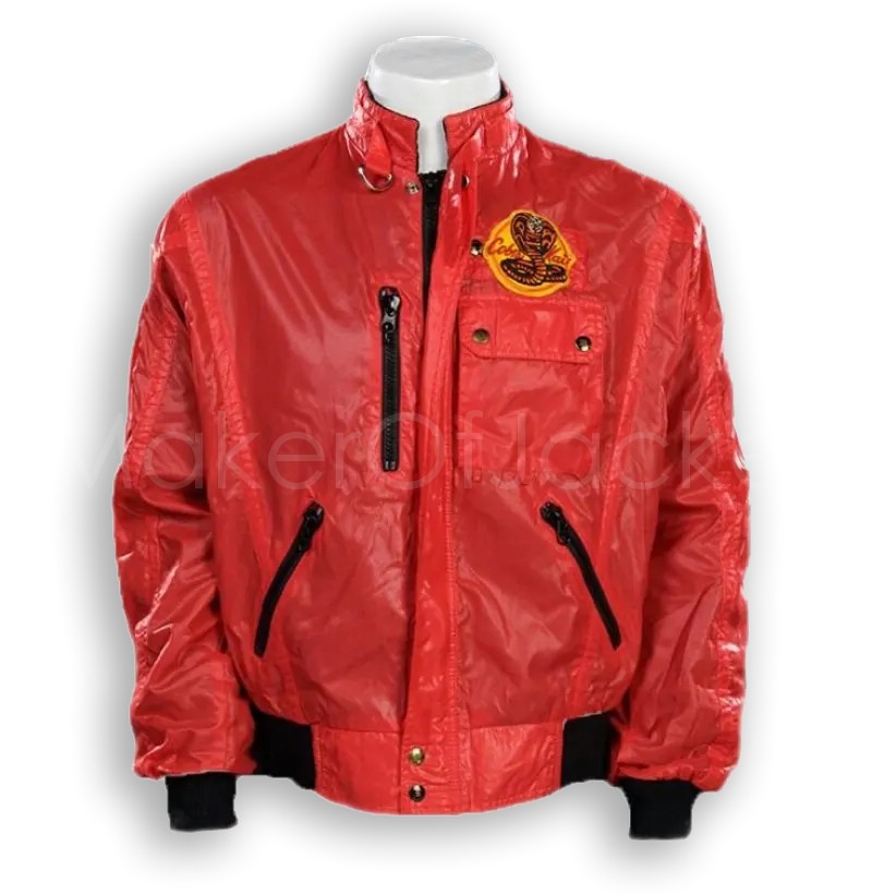 Mens Cobra Kai Johnny Red Retro Leather Jacket - 2XL / Vegan