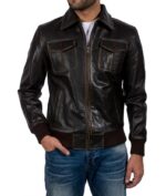 Burnt Brown Cowboy Four Pockets Leather Jacket