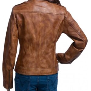 Ethereal Distressed Brown Biker Leather Jacket