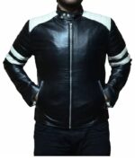 Monza Black with White Striped Leather Jacket