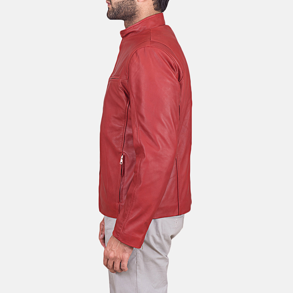 Ionic Red Leather Biker Jacket