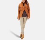 Womens Lee Tan Brown Leather Blazer