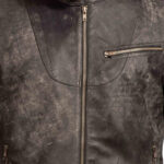 Classic leather jacket with chalky