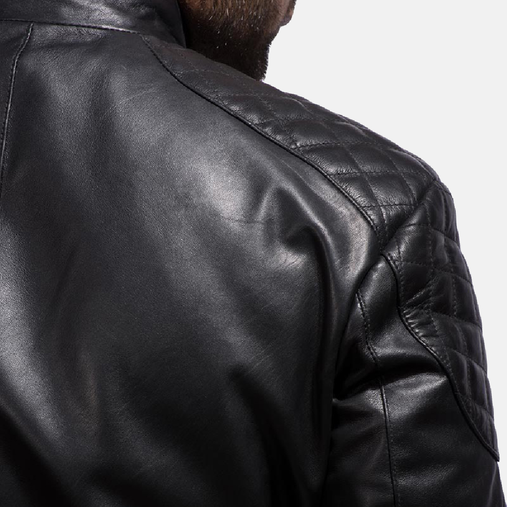 Source Men's Sven Black Leather Bomber Jacket With High Quality Material -  Wholesale Price on m.