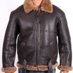 Brown Fur Bomber Flying Leather Jacket