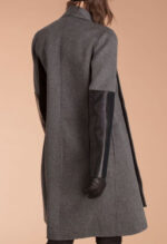 Gray Black CAROLEE - Wool and Leather Swing Coat