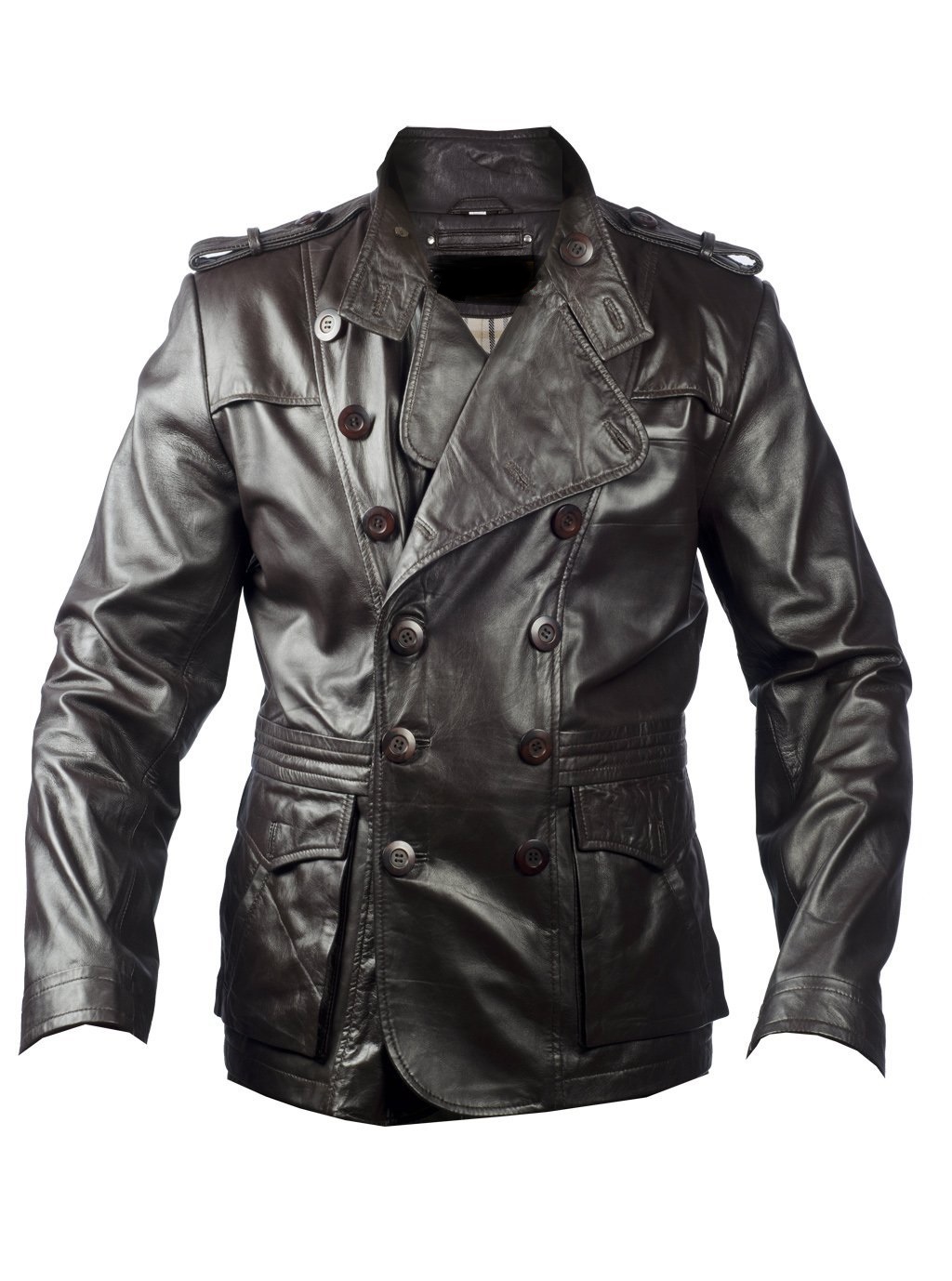 Double Breasted Leather Jacket Mens