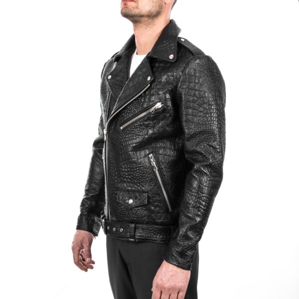 Genuine Crocodile leather BLACK jacket Winter Fashion Jackets and