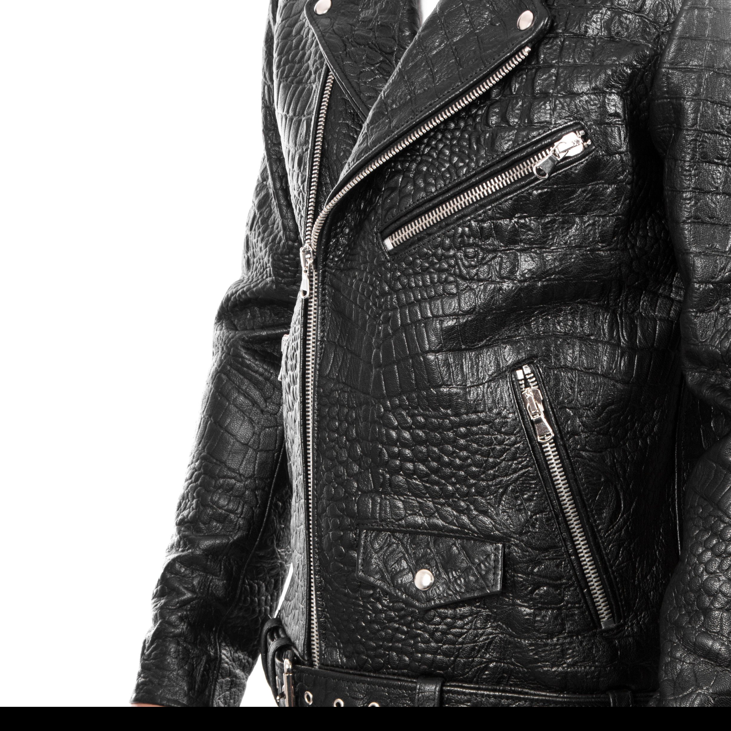 Black Crocodile leather biker jacket - Maker of Jacket