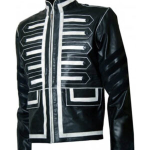 Military Style Black and White Leather Jacket