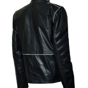 Military Style Black and White Leather Jacket