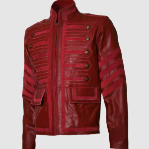 Military Style Maroon Leather Jacket