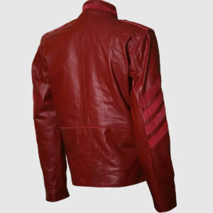 Military Style Maroon Leather Jacket