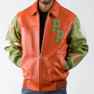 Orange-Green-Leather-Jacket-with-Multiple-Studs-Pelle-Pelle-Renegades-1