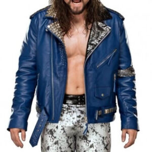 WWE-Wrestler-Brian-Kendrick-Blue-Leather-Jacket