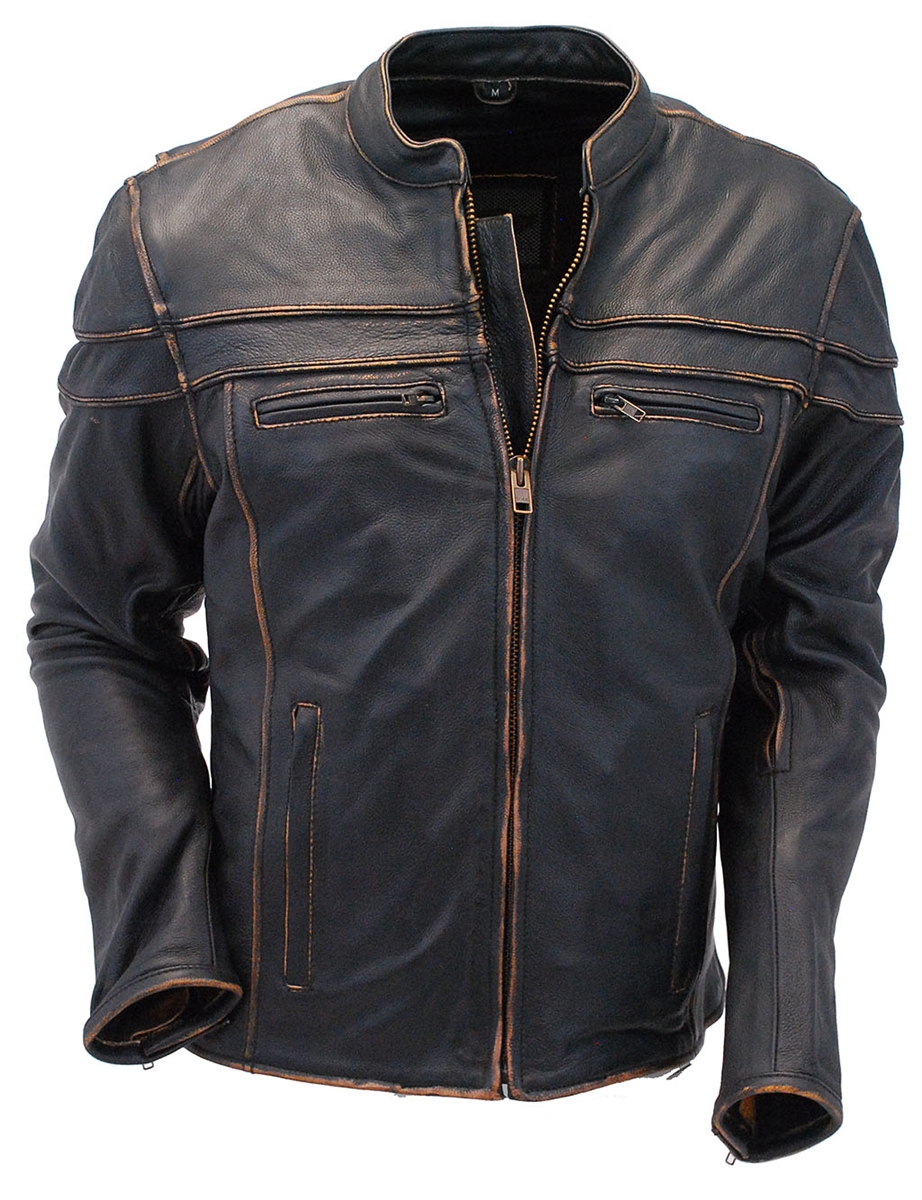 Dark Vintage Brown Leather Vented Motorcycle Jacket - Maker of Jacket