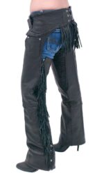 Rear Fringed Western Chaps Elastic Thigh Right