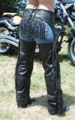 Rear Fringed Western Chaps Elastic Thigh Back