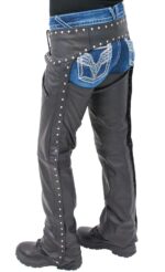 Women's Low Rise Premium Leather Studded Pocket Chaps Back