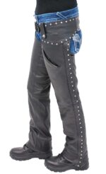 Low rise Motorcycle Leather Chaps Studded Women Biker
