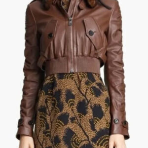 Women's Cropped Brown Leather Jacket