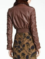 Women's Cropped Brown Leather Jacket