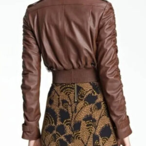 Women's Cropped Brown Leather Jacket