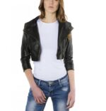 Lamb Leather Black Short Jacket Women