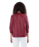 EMMA Red Color Nappa Lamb Leather Jacket Smooth Effect