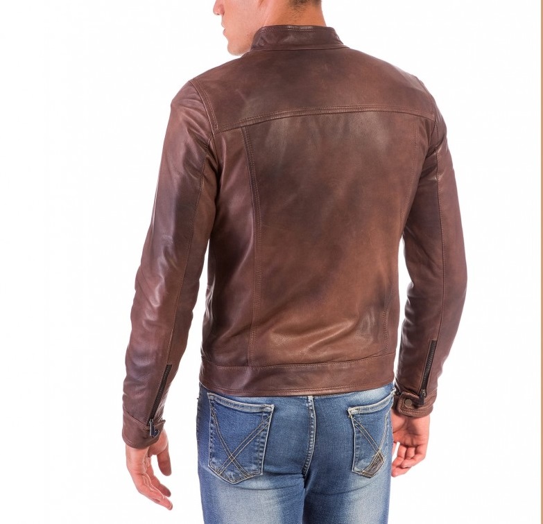 Hamilton - Black lamb leather biker jacket vintage aspect