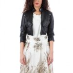 Samantha Black Smooth Effect Leather Short Jacket