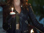 Amy Gumenick Arrow Cupid Studded Black Leather Coat