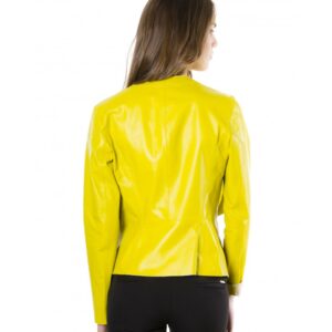 Monic Yellow Nappa Lamb Smooth Effect Leather Jacket