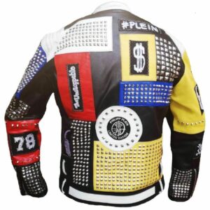 Punk-Rock-Philipp-Plein-Studded-Multicolor-Leather-Jacket