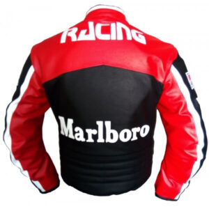 Red Black Motorcycle Padded Vintage Leather Jacket