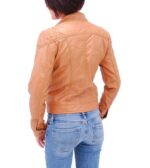 Tan Asymmetrical Biker Leather Jacket