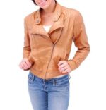 Tan Asymmetrical Biker Leather Jacket