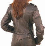 Women's Black Leather Military Jacket