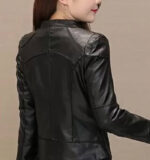 Womens Long Sleeve Black Zipper Slim Biker Jacket