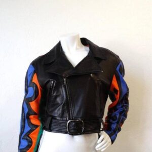 Black JH Monogram Wool And Leather Jacket - Maker of Jacket