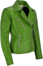 Lime Green Women's Stylish Biker Leather Jacket