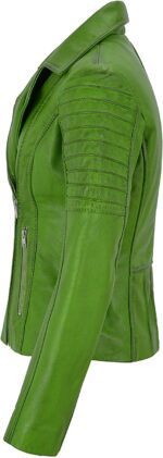 Lime Green Women's Stylish Biker Leather Jacket
