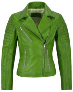 Lime Green Women's Stylish Biker Leather Jacket