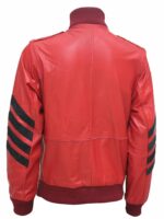 Men Red Bomber Military Leather Jacket