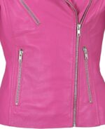 Pink Women's Stylish Biker Leather Jacket