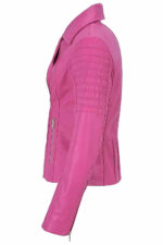 Pink Women's Stylish Biker Leather Jacket