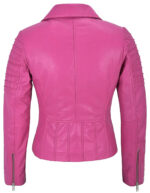 Pink Women's Stylish Biker Leather Jacket