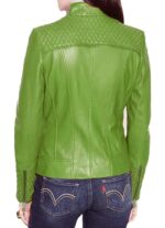 Women's Lime Green Quilted Biker Jacket