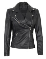 Women's Zipper Closure Biker Leather Jacket